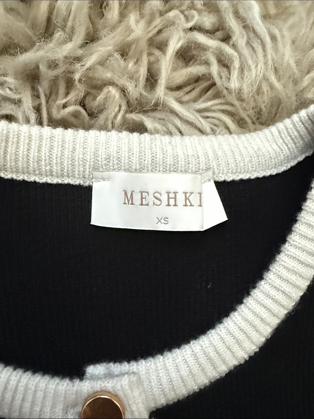 Meshki Black and White Knit Cardigan Set with Gold Accent - Picture 2 of 5